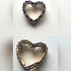 925 cz with black accents heart shaped pendant